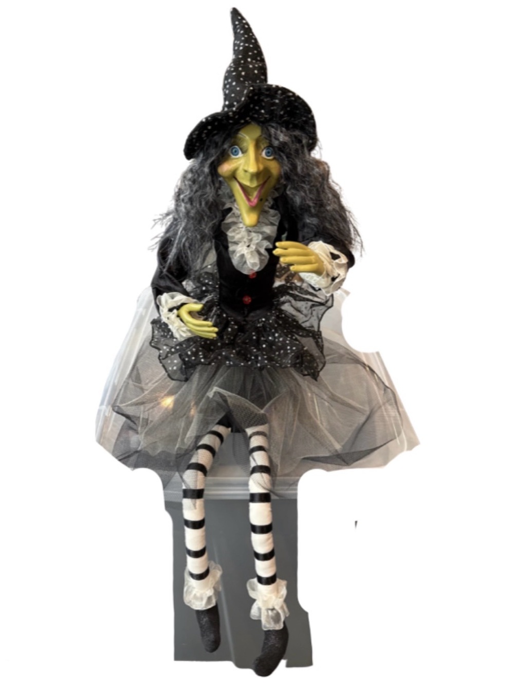 Katherine's Collection Black Witch Shelf Sitter Doll with White Accents
